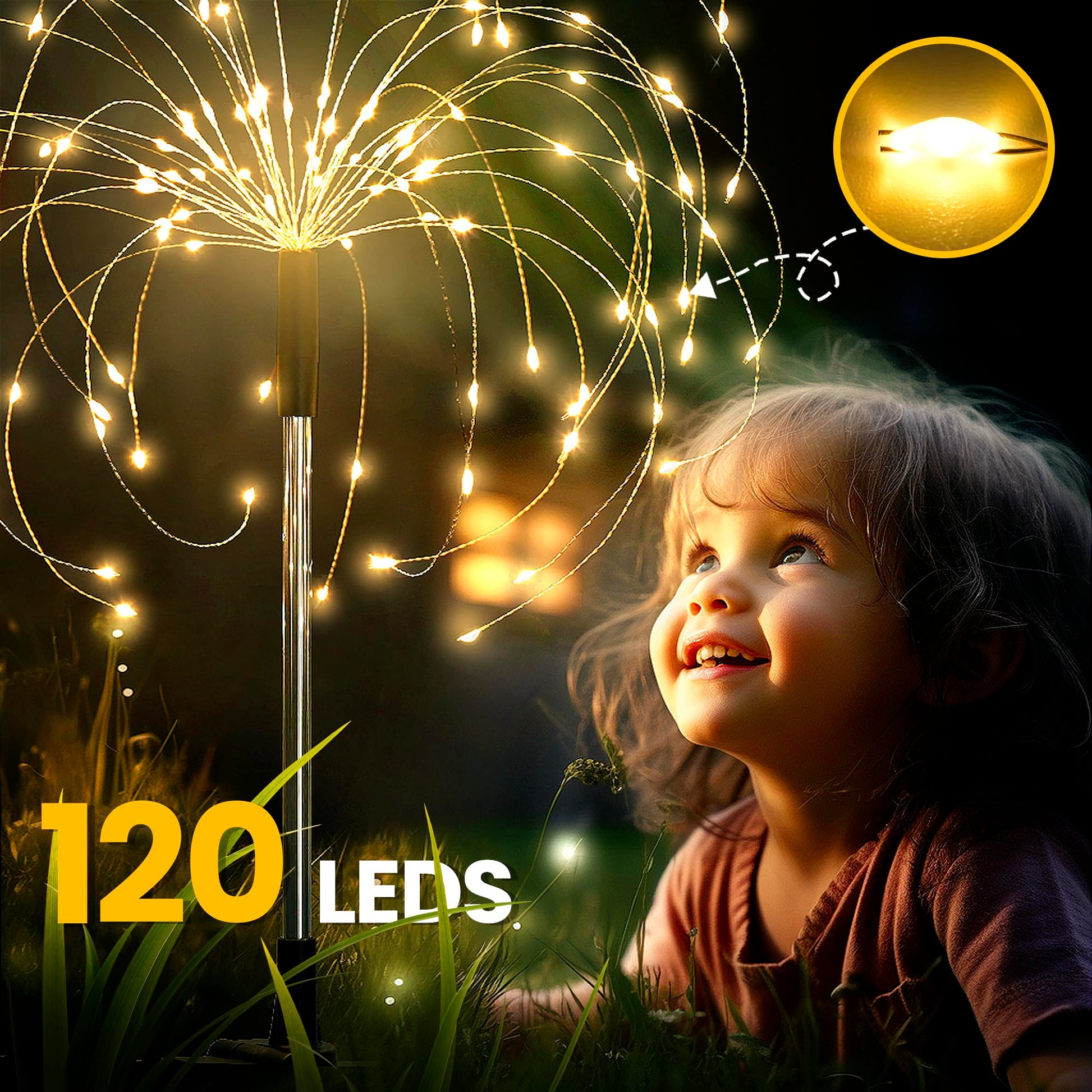 GIGALUMI Garden Outdoor Decor Lights 120LED 2Pack, Solar Garden Lights for Yard Outside Fairy Decorative,Solar Powered for Yard Pathway Flowerbed Planter Balcony Patio 4th of July Decor（Warm White） - Available at All In One Marketplace Canada