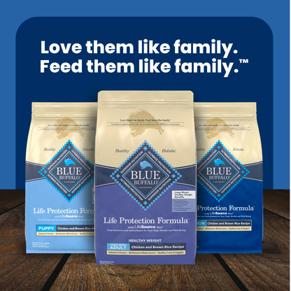 Blue Buffalo Life Protection Formula Chicken & Brown Rice Healthy Weight Large Breed Adult Dry Dog Food, Supports Immunity with LifeSource Bits, Promotes Healthy Lean Muscles,11.7kg/26 lbs