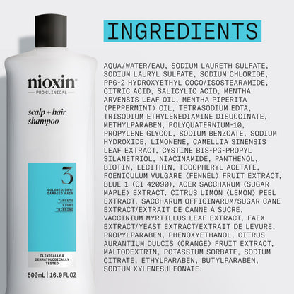 Nioxin System 3 | Scalp & Hair Shampoo | Coloured, Dry, & Damaged Hair
