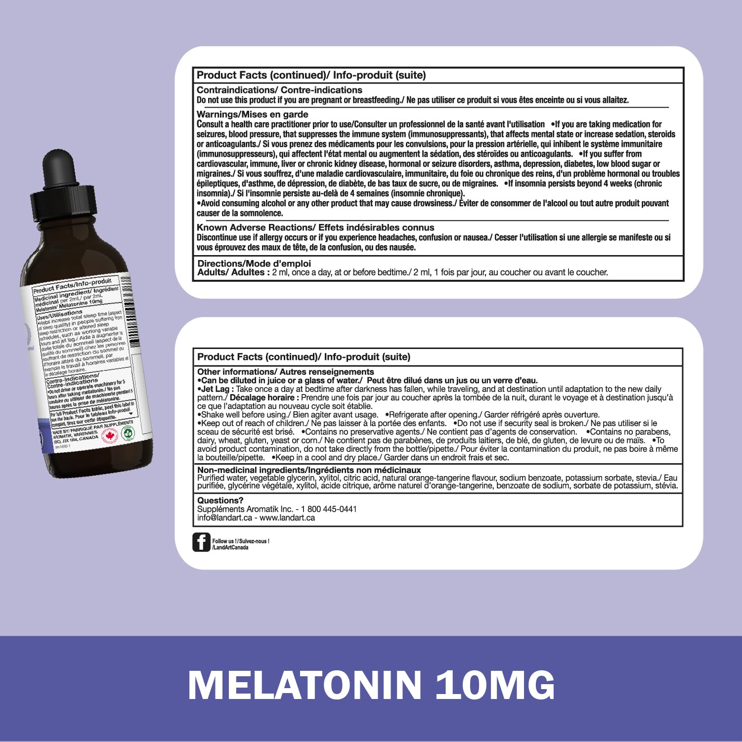Melatonin, 10 mg, Sugar Free, Sleep Aid, Orange, 115 ml Land Art