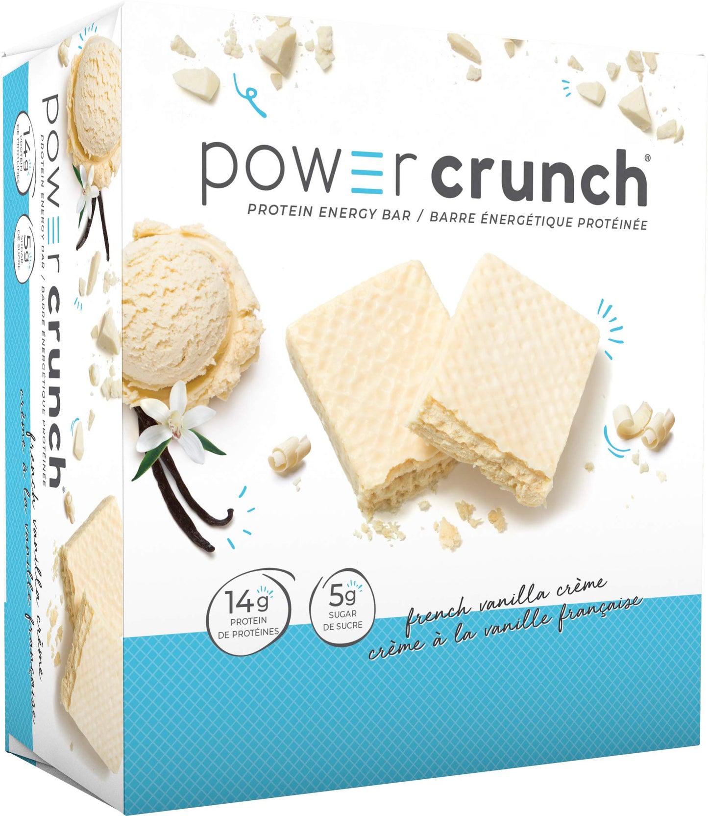Power Crunch Protein Bars French Vanilla Crème 12 Count – High Protein Wafer Bar, 13g Protein, Low Sugar, Cream-Filled Snack Bar Power Crunch