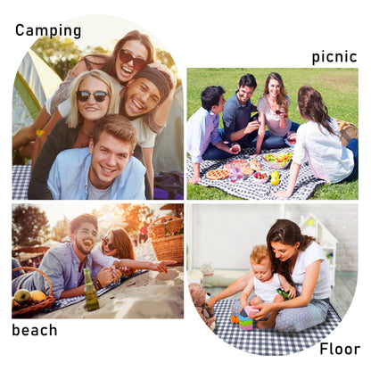 SAMSIER Large Outdoor Picnic Blankets Waterproof Foldable, Beach Blanket Sandproof Portable, Cute Picnic Mat Washable (Navy Blue, 80"×80")