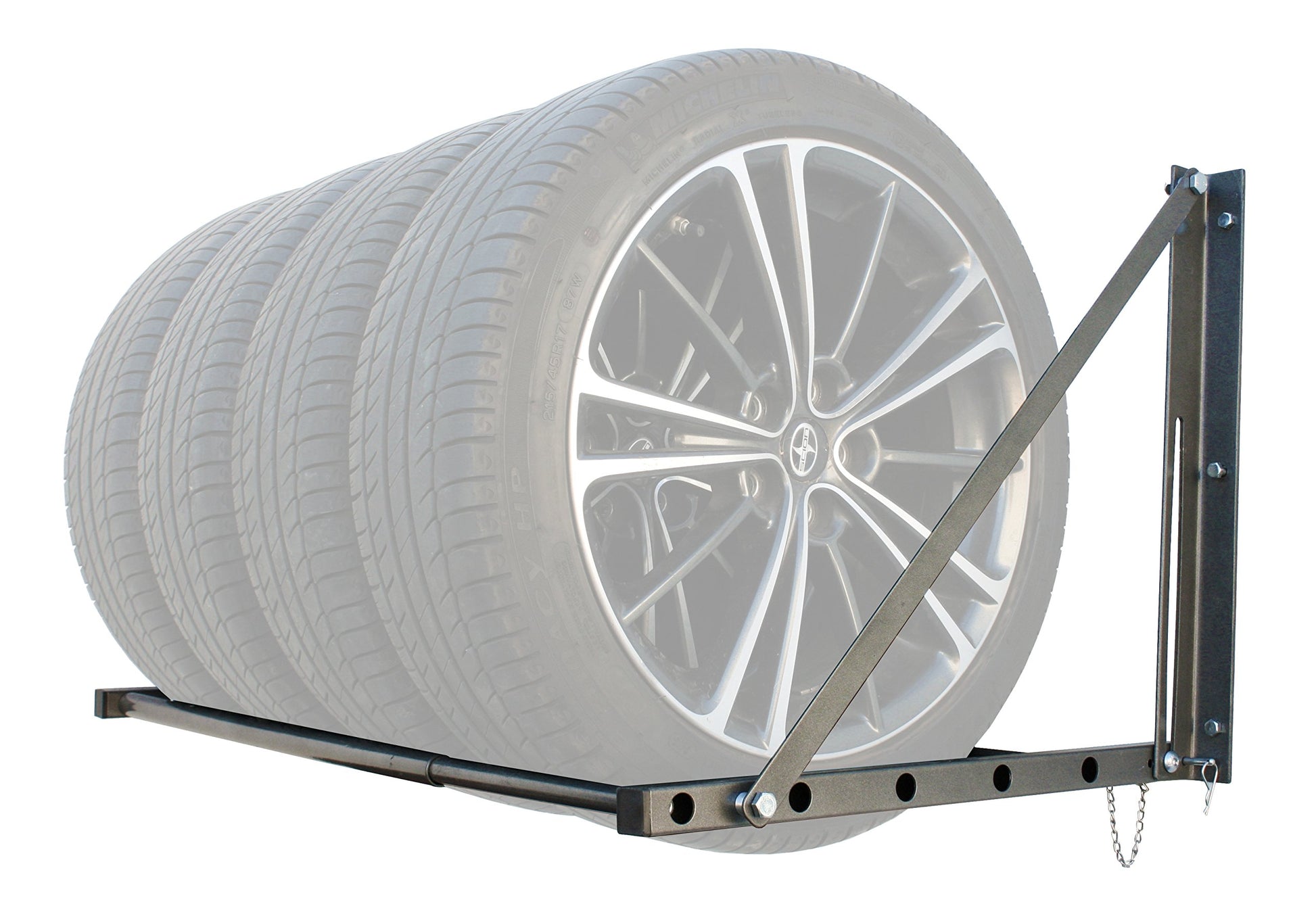 MaxxHaul 70489-300 lb Capacity Foldable and Adjustable Wall Mount Tire Rack, Black MAXXHAUL