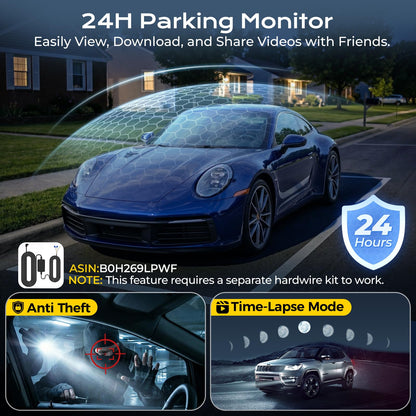 DELLFY 4 Channel Dash Cam, 4K Front & 3 * 1080P Rear/Left/Right, 360° Full View Dashcams for Cars, Built-in GPS & 5G WiFi APP, 24H Parking Mode, 8 IR Night Vision, G-Sensor, 128GB Card Included