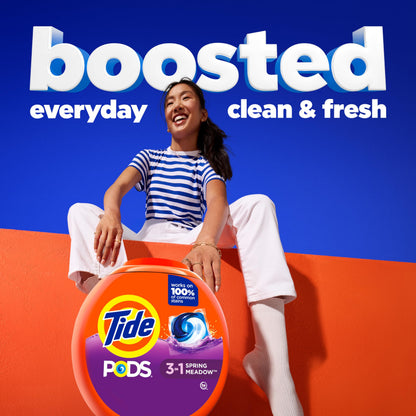 Tide PODS laundry detergent pacs, 3-in-1 Stain Remover, Odor Fighter, Color Protector, HE compatible, Spring Meadow Scent, 112 Count