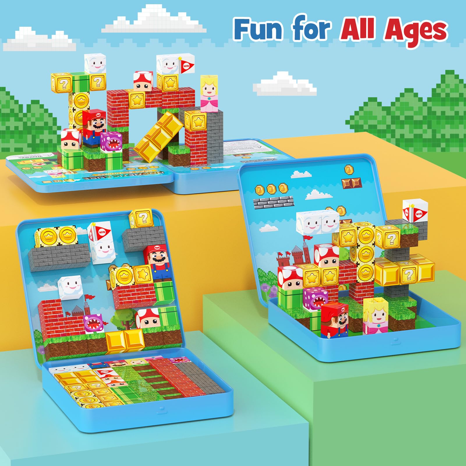 Mini Magnetic Blocks - 49 PCS Travel Magnet Building Blocks for Toddlers - STEM Educational Magnetic Building Toys with Portable Iron Box for Kids Ages 3-8 Boys & Girls - Available at All In One Marketplace Canada