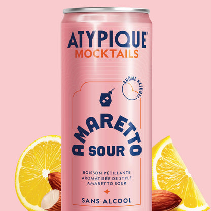 ATYPIQUE Mocktails Non-Alcoholic Cocktail, Amaretto Sour, 355 mL, 12-Count 🍁 All In One Marketplace Canada