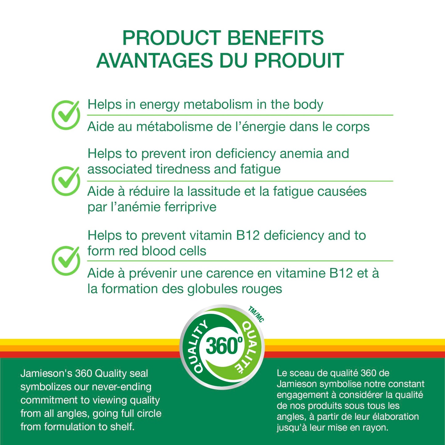 Jamieson Chewable Iron 18 mg Plus Vitamin B12 1,000 mcg Tropical Mango Lime Flavour, Helps Prevent Iron Deficiency, and Supports Natural Energy. Vegetarian, Gluten-Free, No Artificial Colours, Flavours, or Preservatives, 45 Chewable Tablets - Available at All In One Marketplace Canada