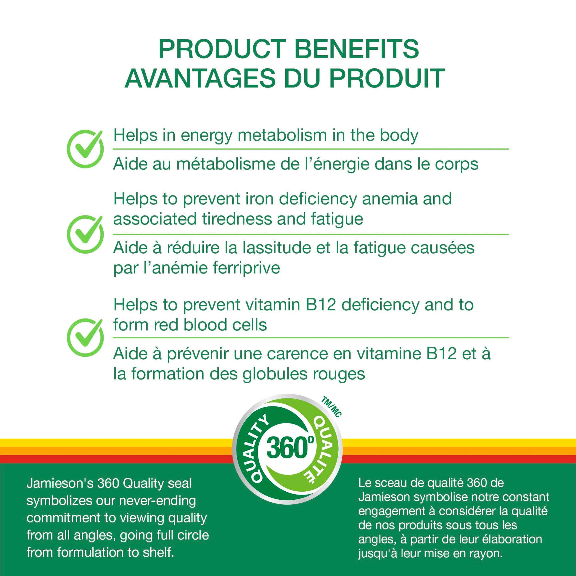 Jamieson Chewable Iron 18 mg Plus Vitamin B12 1,000 mcg Tropical Mango Lime Flavour, Helps Prevent Iron Deficiency, and Supports Natural Energy. Vegetarian, Gluten-Free, No Artificial Colours, Flavours, or Preservatives, 45 Chewable Tablets - Available at All In One Marketplace Canada