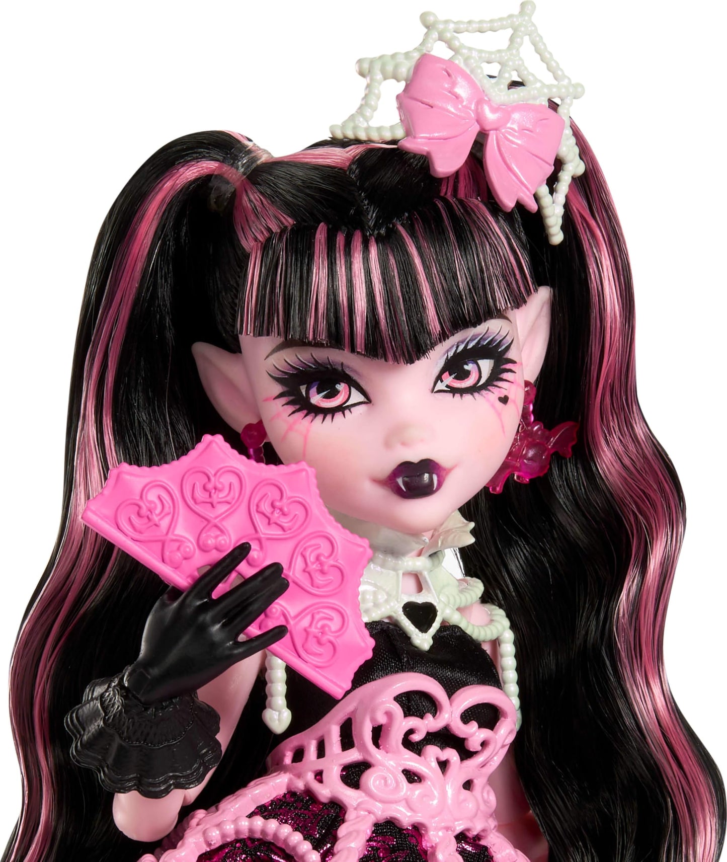 Monster High Scary Sweet Birthday Doll, Draculaura in Pink Party Dress with Themed Accessories Like Invite, Balloon, Gift, Fan and More Monster High