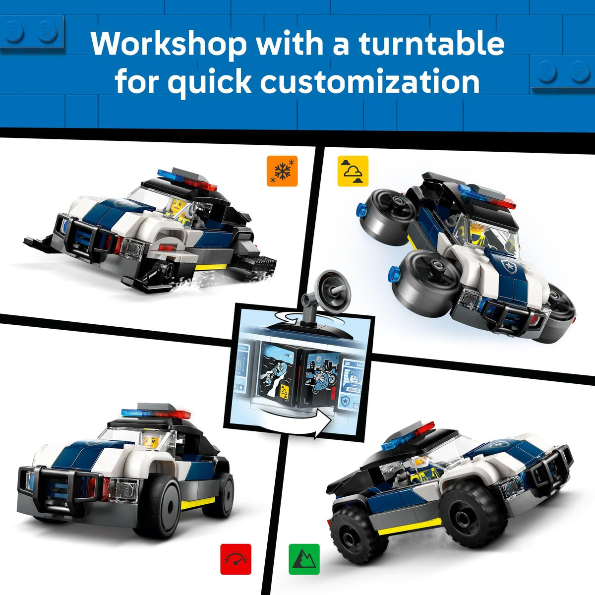 LEGO City Custom Police Car Garage Building Toy for Kids - Modular Construction Set for Pretend Play - Building Blocks W/Police Car Toy for Boys & Girls, Ages 6+ - Gift Idea for Birthdays - 60457