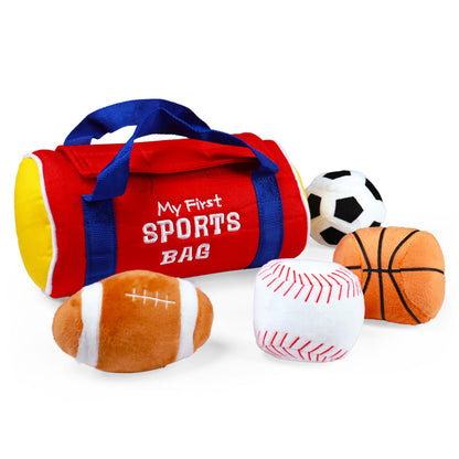 Baby GUND My First Sports Bag Stuffed Plush Playset, Baby Gift Toys for Boys and Girls Ages 1 & Up, 5 Piece, 8" GUND