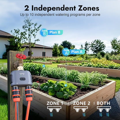 WiFi Water Timer for Garden Hose with Brass Inlet,Smart Hose Timer with WiFi Hub, APP & Voice Control,Up to 20 Watering Plans, 2-Zone Sprinkler Drip Irrigation System Controller for Watering