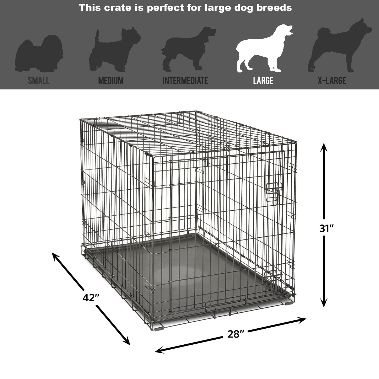 MidWest Homes for Pets 42-Inch New World Crate for Large Breeds, 71-90 lbs, Single Door Folding Dog Crate, Leak-Proof Tray & Secure Latch, Portable, Durable & Easy to Assemble 🍁 All In One Marketplace Canada