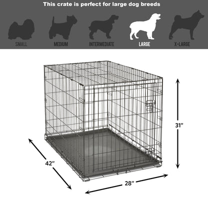 MidWest Homes for Pets 42-Inch New World Crate for Large Breeds, 71-90 lbs, Single Door Folding Dog Crate, Leak-Proof Tray & Secure Latch, Portable, Durable & Easy to Assemble 🍁 All In One Marketplace Canada