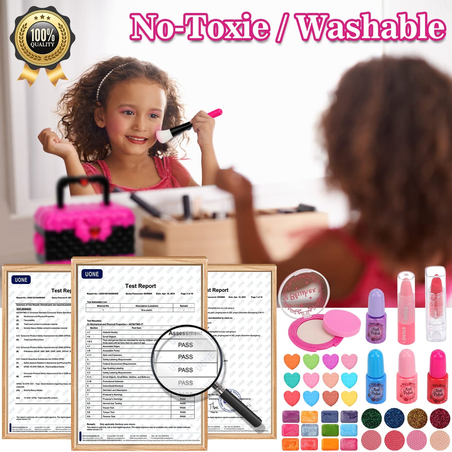 Teensymic Kids Makeup Kit for Girls, 54PCS Washable Makeup Toys, Age 3-13, Princess Theme, Girl Toys, Social Skill, Hand-Eye Coordination - Available at All In One Marketplace Canada