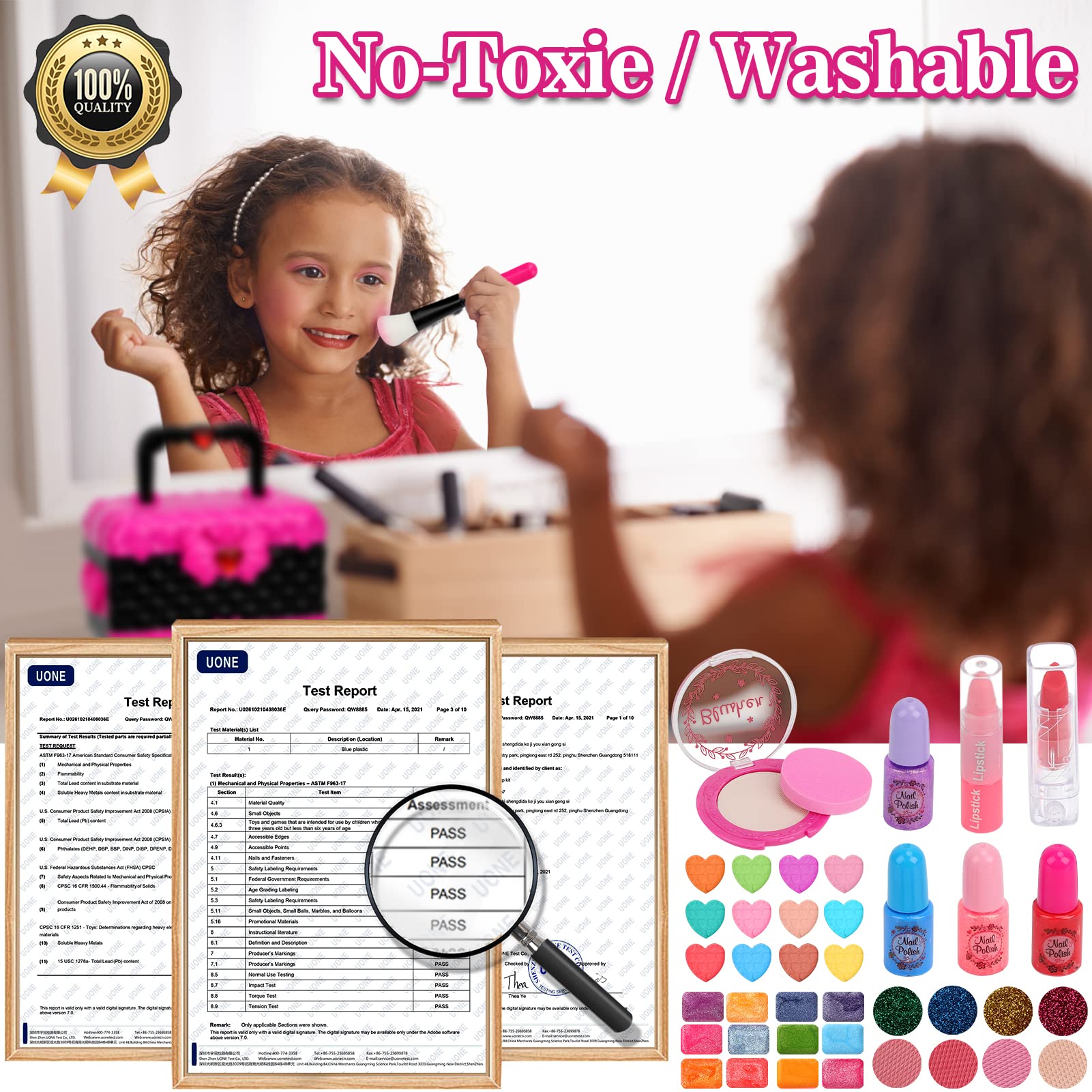Teensymic Kids Makeup Kit for Girls, 54PCS Washable Makeup Toys, Age 3-13, Princess Theme, Girl Toys, Social Skill, Hand-Eye Coordination - Available at All In One Marketplace Canada