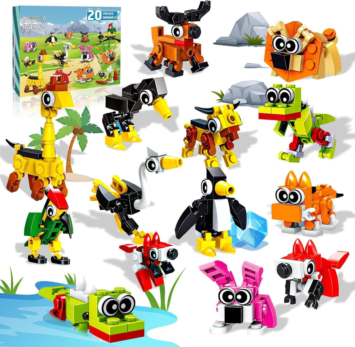 Party Favor for Kids, 20 Pack Mini Animals Building Blocks Set 🍁 All In One Marketplace Canada