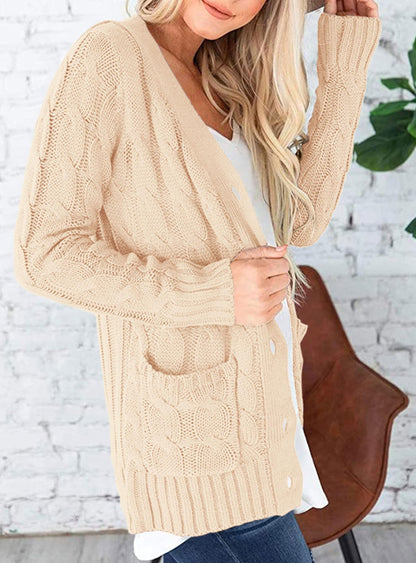 PRETTYGARDEN Women's Cable Knit Cardigan Sweaters Fall(Beige,M) 🍁 All In One Marketplace Canada