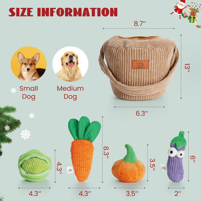 Nocciola 15 Pack Grocery Bag Fruits and Vegetables Crinkle Dog Squeaky Toys, Small Dog Toys for Aggressive Chewers, Durable Plush Christmas Dog Toys for Small Medium Size Dogs, Puppy Dog Chew Toys 🍁 All In One Marketplace Canada