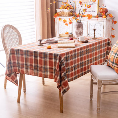 AQOTHES Plaid Fall Tablecloth Thanksgiving Rectangle 60x84 Inch Rust Orange 🍁 All In One Marketplace Canada