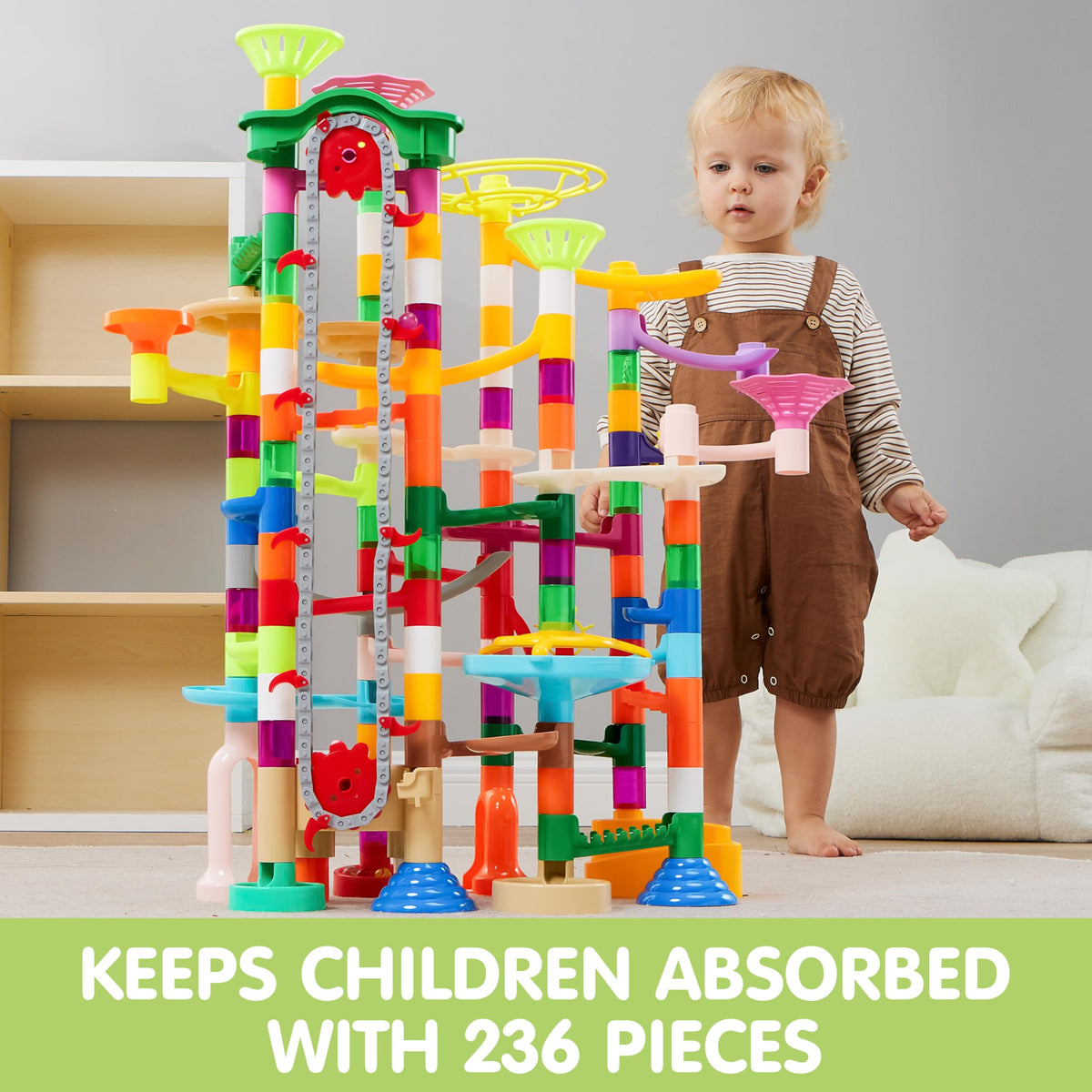 JOYIN 236Pcs Glowing Marble Run with Motorized Elevator- Construction Building Blocks Toys with 30 Glow in The Dark Plastic Marbles, STEM Toy for Boys and Girls Gift for Christmas 🍁 All In One Marketplace Canada