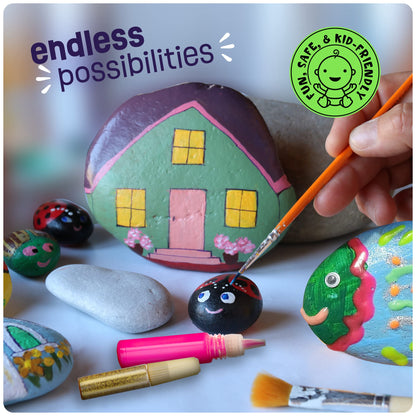 Kids Rock Painting Kit - Glow in The Dark - Arts & Crafts Christmas Gifts for Boys and Girls Ages 4-12 - Craft Activities Kits - Creative Art Toys for 4, 5, 6, 7, 8, 9, 10, 11 & 12 Year Old Kids (Glow In The Dark)
