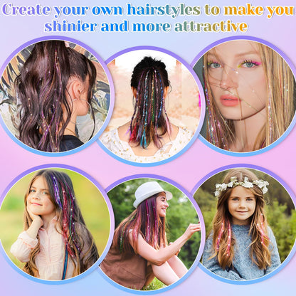Fairy Hair Tinsel Kit 4000 Hair Glitter Strands 48 Inch Heat Resistant Tinsel Hair Extensions 20 Colors Sparkling Shiny Highlights Hair Tinsel with Tools for Christmas Halloween New Year Cosplay Party' specified 🍁 All In One Marketplace Canada