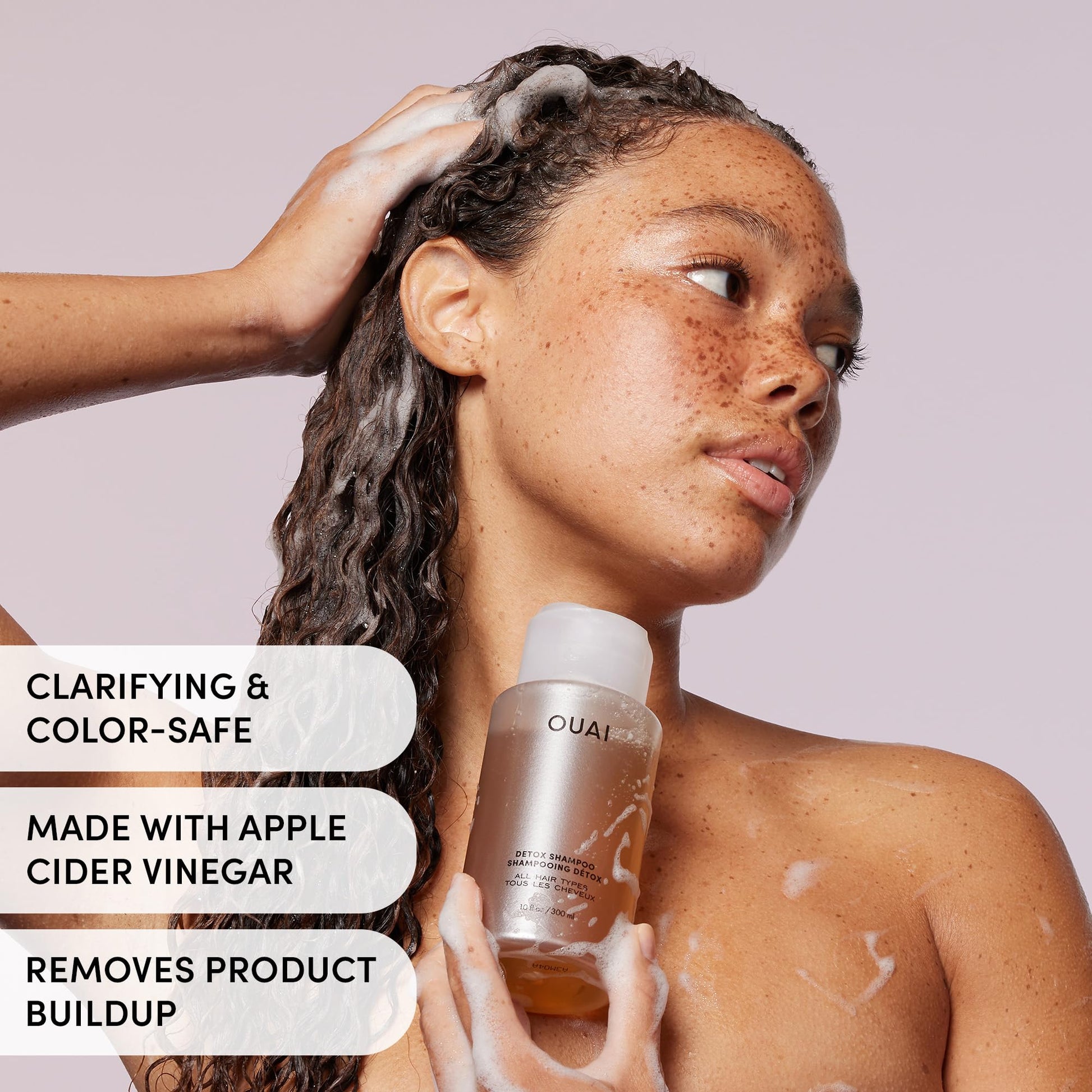 OUAI Detox Shampoo - Clarifying Shampoo for Build Up, Dirt, Oil, Product and Hard Water - Apple Cider Vinegar & Keratin for Clean, Refreshed Hair - Sulfate-Free Hair Care (10 oz) - Available at All In One Marketplace Canada