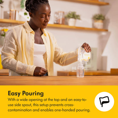 Medela Easy Pour Disposable Breast Milk Storage Bags, 7 oz/210 ml Capacity, Leakproof Design with Milk Protection, Made Without BPA, Pack of 100