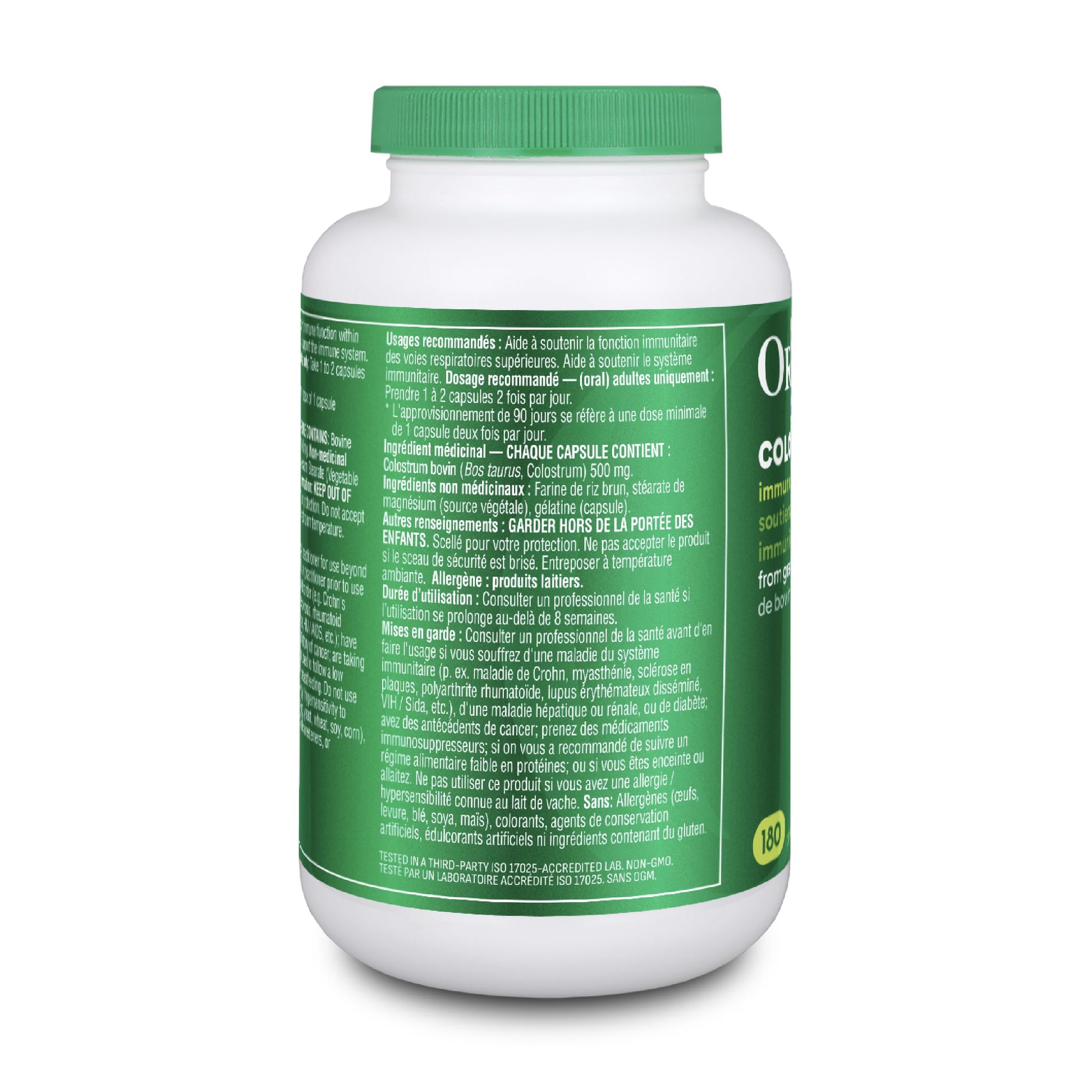 Organika Canadian-Made Colostrum (Bovine)- Immune Support, Grass-Fed- 180caps Organika