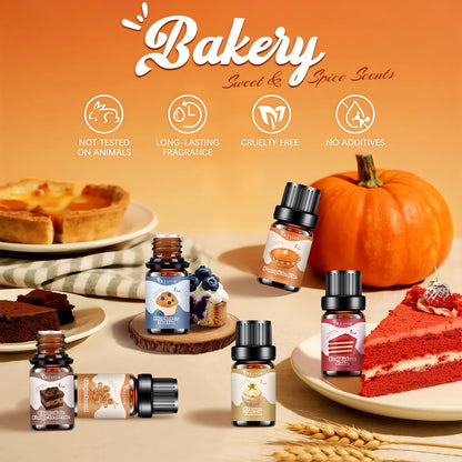 Bakery Essential Oils Set, Fragrance Oil for Diffuser, Fall Candle Scents for Candle & Soap Making, Pumpkin Pie, Cream Vanilla, Gingerbread,Cinnamon Sugar Donut, Cake More 10x5ml 🍁 All In One Marketplace Canada