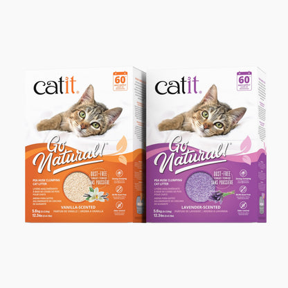 Catit Go Natural Pea Husk Clumping Cat Litter, Tofu, Lavender, 14 L, Dust Free & Lightweight Cat Litter, Easy to Scoop, Litiere Pour Chat