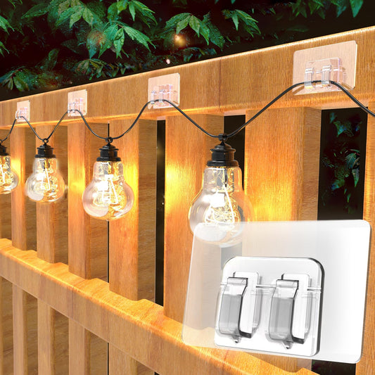 50Pack Large Hooks for Outdoor String Lights Clips with Adhesive Strips - Waterproof, No-Damage, Tool-Free & Hole-Free Installation for Christmas, Patio, and Garden Decor，Cable Cord Holders 🍁 All In One Marketplace Canada
