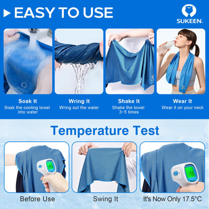 Sukeen [4 Pack] Cooling Towel (40"x12"), Ice Towel, Soft Breathable Chilly Towel, Microfiber Towel for Yoga, Sport, Running, Gym, Workout,Camping, Fitness, Workout & More Activities