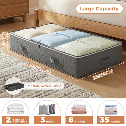 Budding Joy 90L Under Bed Storage Containers, Closet Organizers and Storage Bins, Foldable Underbed Storage Bags for Blankets, Towels, Comforter, Sweaters, Pillows, Linen Sheets, Wrapping Paper - Available at All In One Marketplace Canada