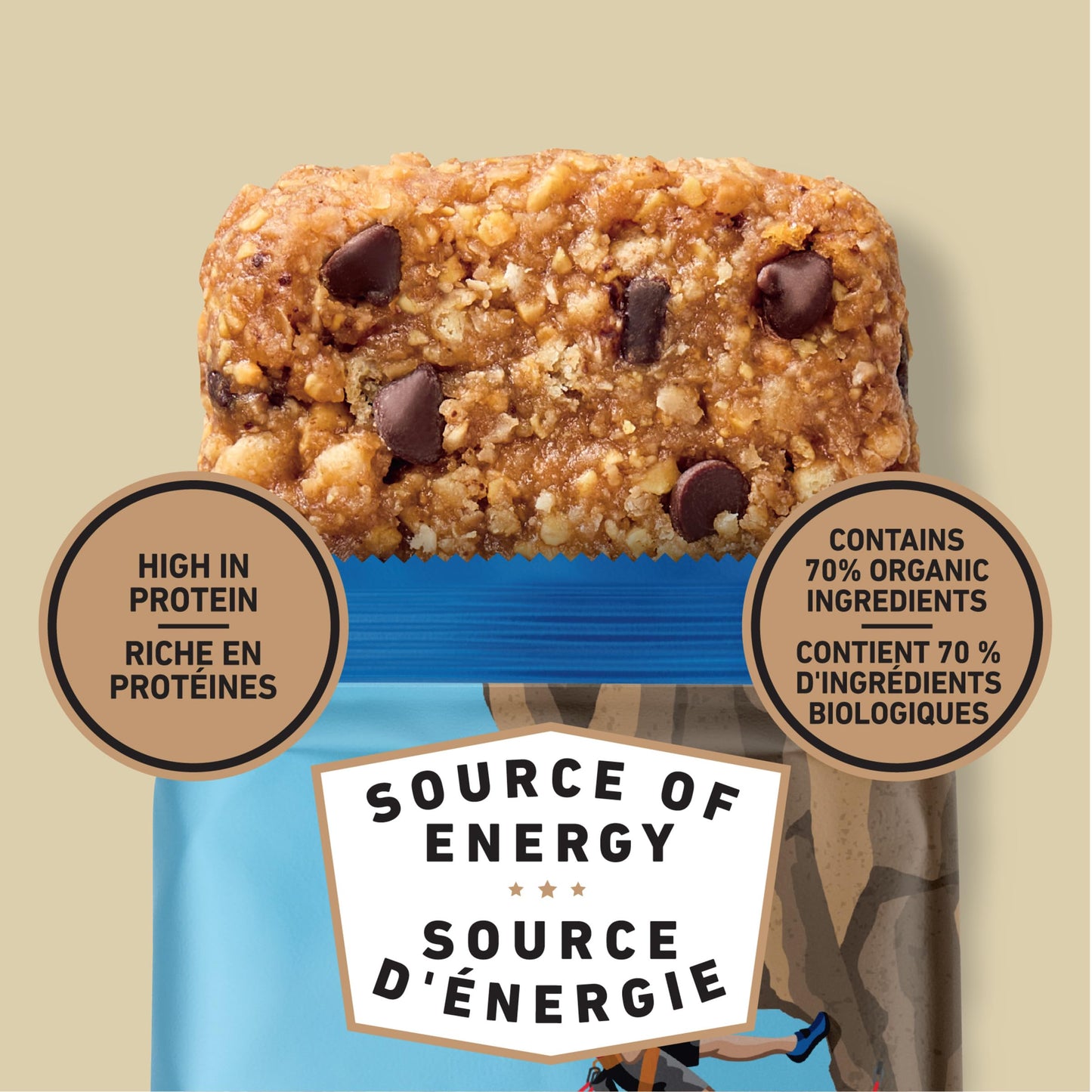 CLIF BAR Chocolate Chip Energy Bars - High Protein, 70% Organic, 15-Count Pack (1.02 kg)