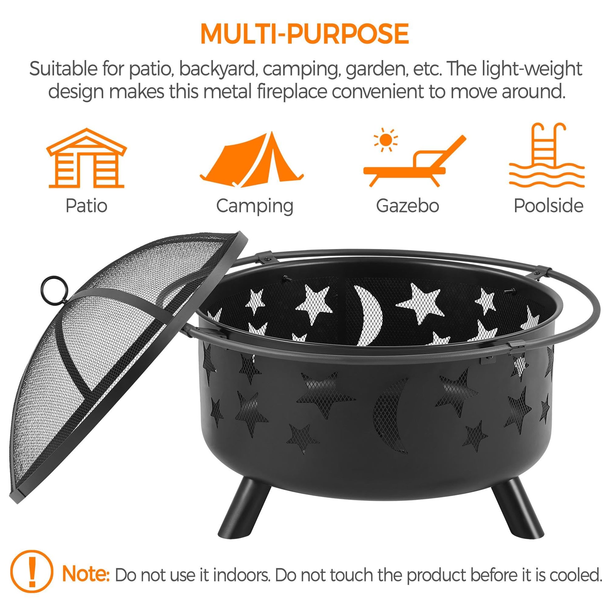 Yaheetech 30in Fire Pits with Poker & Spark Screen Deep Large Fire Bowl Yaheetech