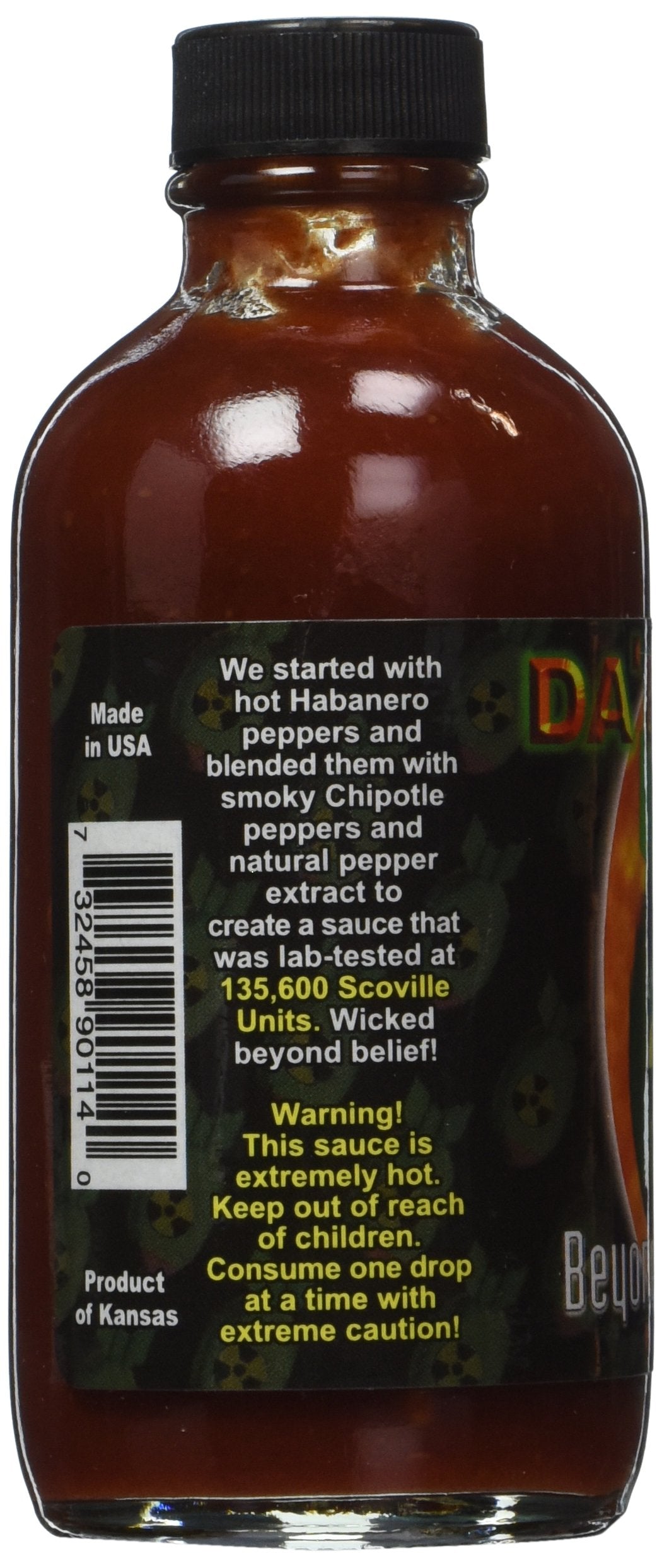 Da'Bomb Beyond Insanity Hot Sauce - 4oz Habanero & Chipotle Pepper Blend, Gluten Free & Keto Friendly