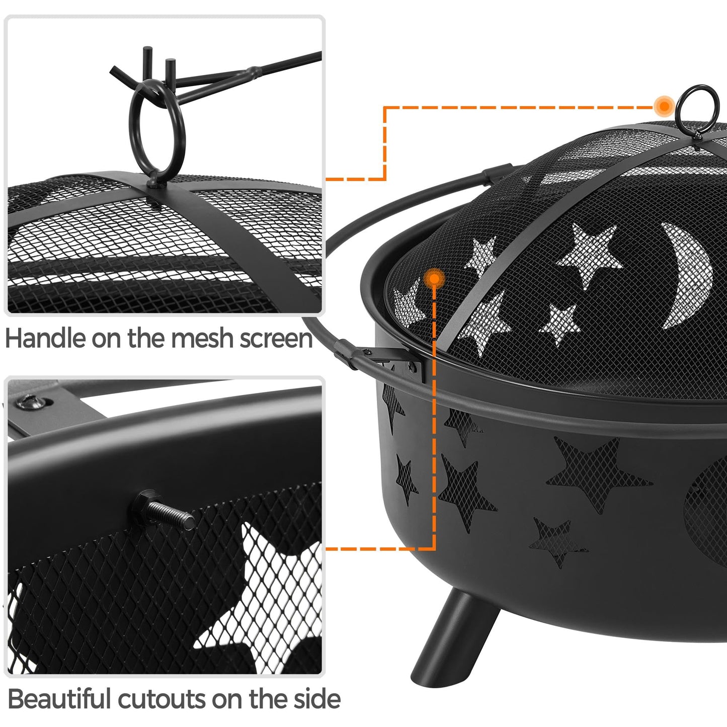 Yaheetech 30in Fire Pits with Poker & Spark Screen Deep Large Fire Bowl Yaheetech