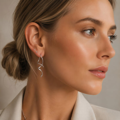 Earrings for Women Spiral threader earrings 925 sterling silver earrings hand bent dangle earrings for women，suitable for gift giving, perfect for your birthday party, Christmas, gift giving. 🍁 All In One Marketplace Canada