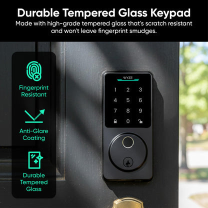 Wyze Auto-Lock Bolt v2, Fingerprint Keyless Entry Smart Lock, AI Learning Scanner with Wi-Fi Front Door Lock Deadbolt, Auto-Lock, 8 Months Battery, BHMA2, IP53, Anti-Peep Keypad, Backup Keys WYZE