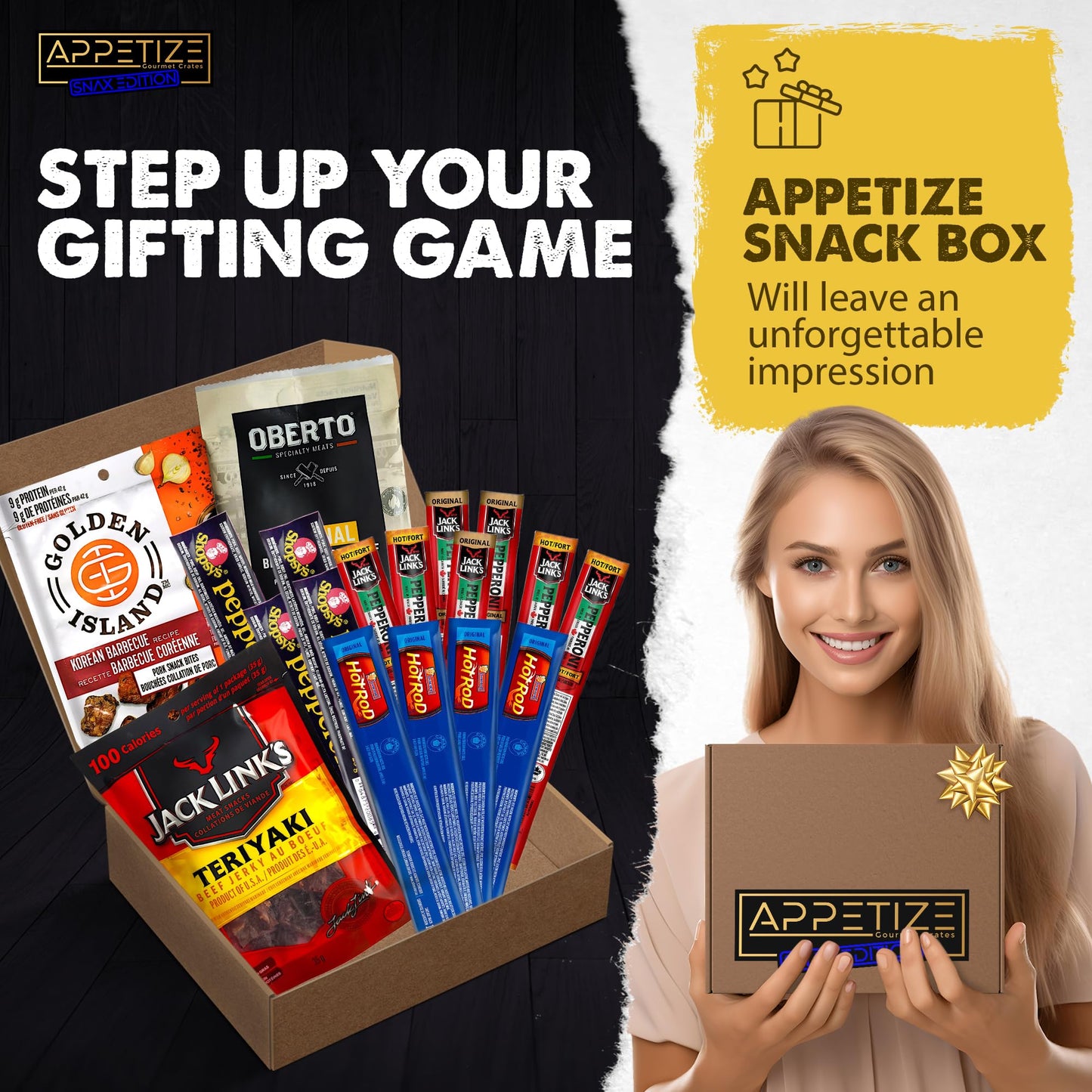 Premium Beef Jerky & Meat Snack Gift Box – Gourmet Assortment with Jack Links, Hot Rods & Oberto