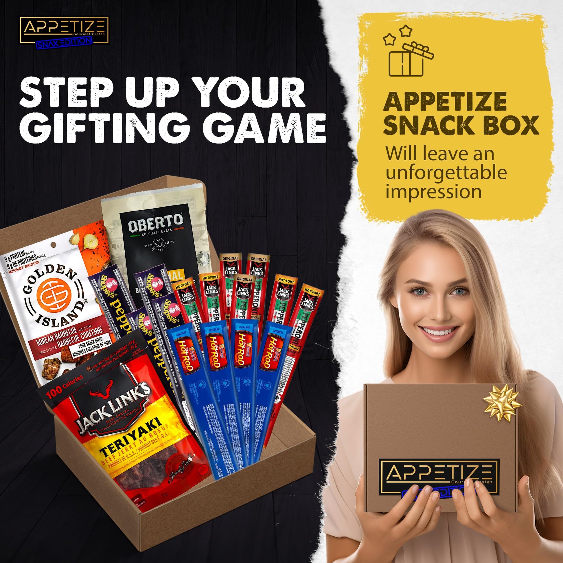 Premium Beef Jerky & Meat Snack Gift Box – Gourmet Assortment with Jack Links, Hot Rods & Oberto