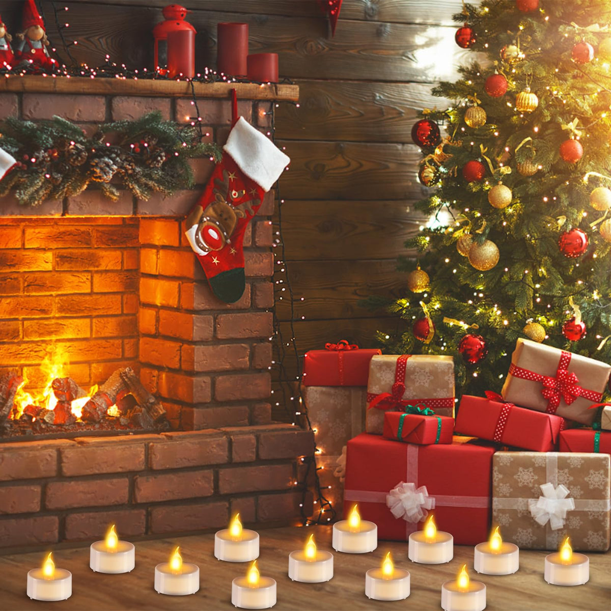 cimetech 24PCs Led Tea Lights with Timer, Electric Flickering Flameless Candles Battery Operated Led Candle Tealights with Remote Control for Halloween Decor & Christmas Decorations 🍁 All In One Marketplace Canada