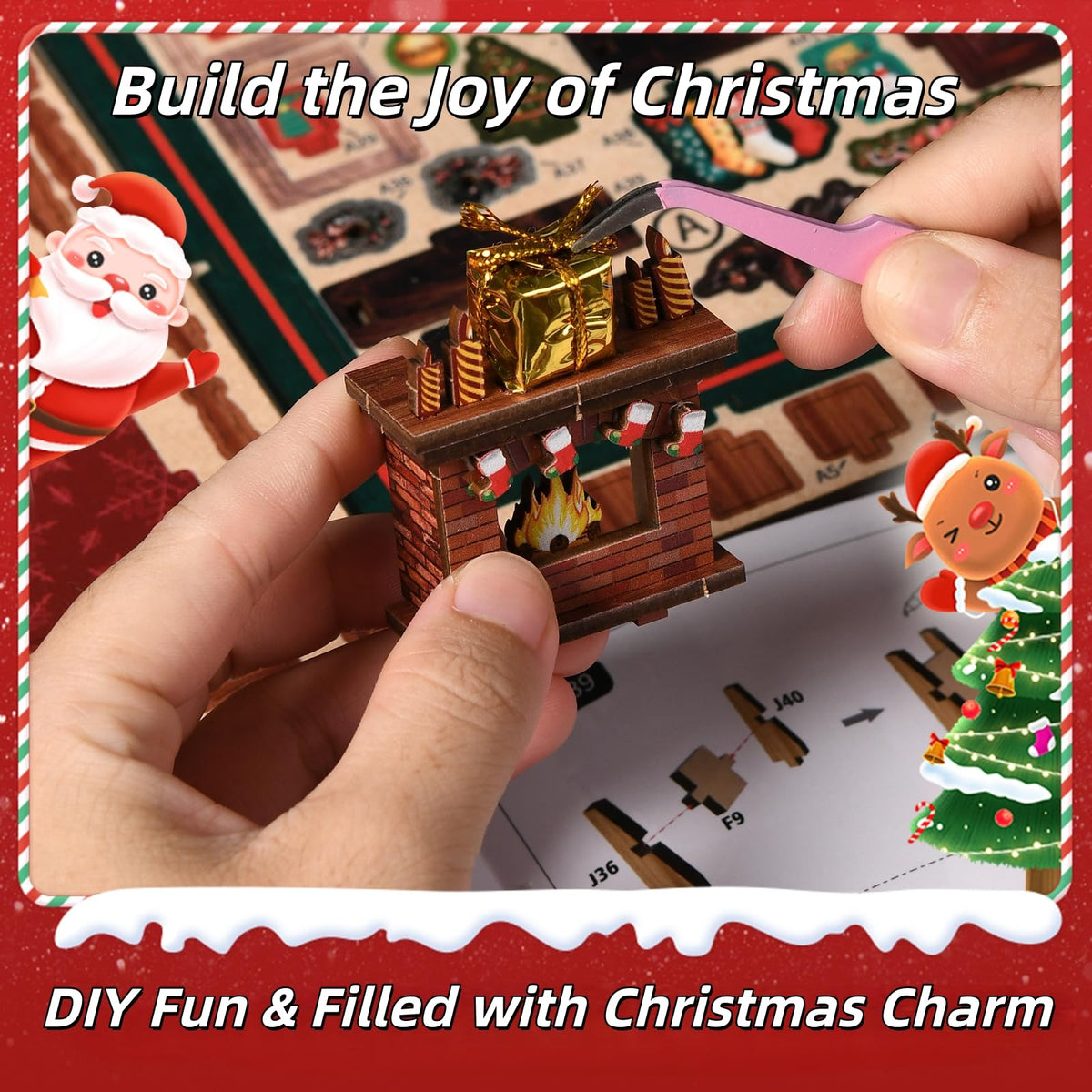 Christmas Book Nook Kit, DIY Miniature House Dollhouse Kit for Adults and Teens, Music Box, LED, 3D Wooden Puzzle Booknook Tiny House Bookshelf Christmas Decor, Gift for Family, Friends 🍁 All In One Marketplace Canada
