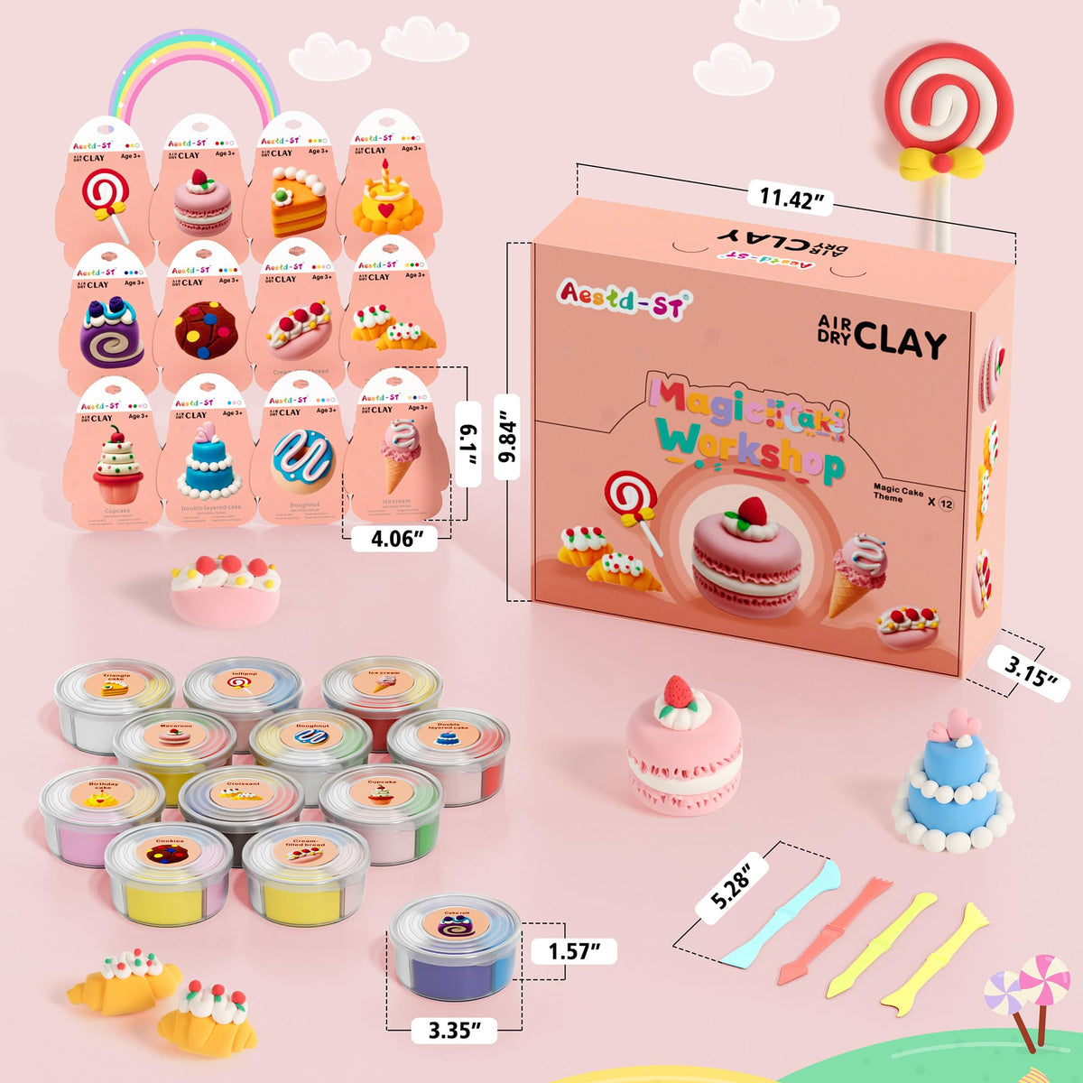 Aestd-ST Air Dry Clay Kit - Cake Themed, Modeling Clay for Kids 🍁 All In One Marketplace Canada