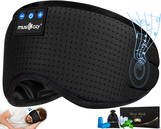 MUSICOZY Sleep Headphones Breathable Bluetooth 5.4 Headband 3D Sleeping Headphones, Wireless Eye Mask Sleep Earbuds for Side Sleeper Office Air Travel Cool Tech Gadgets Unique Gifts (Matte Black) - Available at All In One Marketplace Canada