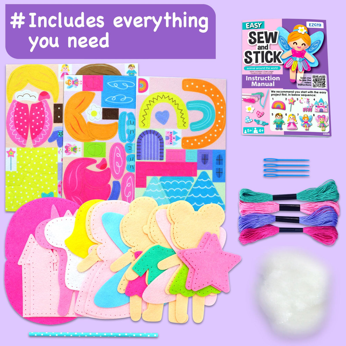 EZCRA Fairy Sewing Kit for Kids 5-8 - Embroidery Felt Craft Kit, 8 Projects 🍁 All In One Marketplace Canada