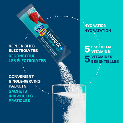 Liquid I.V. Hydration Multiplier Electrolyte Drink Mix - Enhanced Hydration Electrolyte Powder with Vitamins B3, B5, B6, B12 and C -18x On-the-go Sticks for Workout and Travel - Firecracker